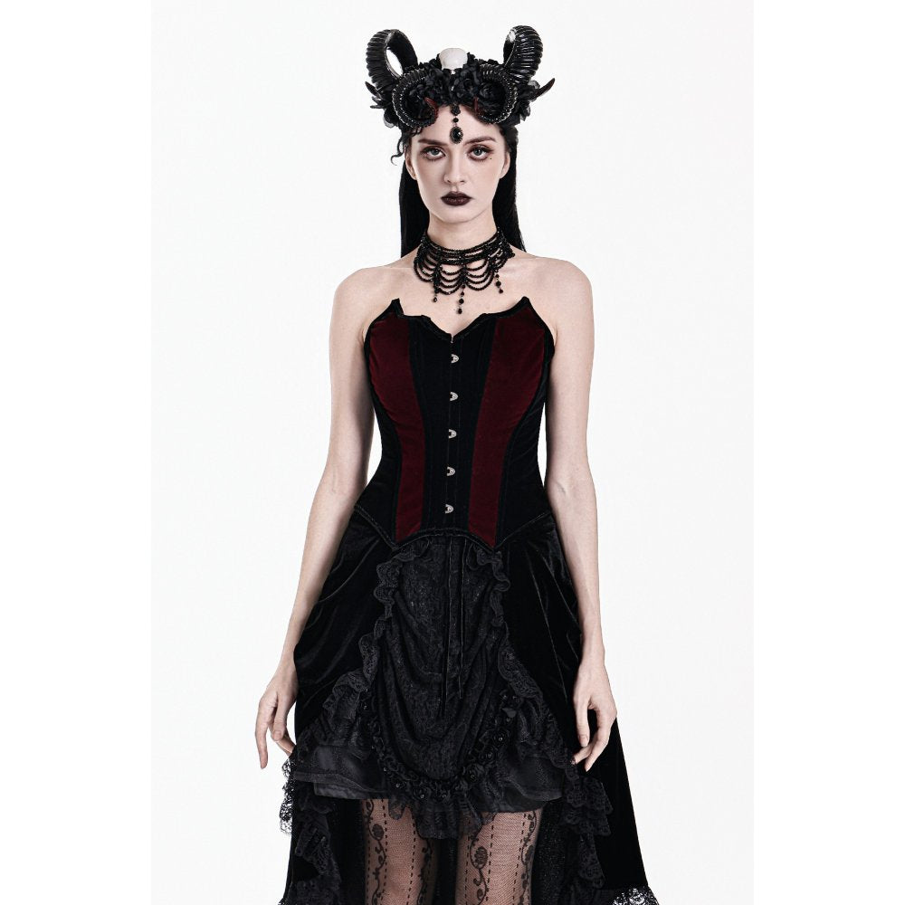 Dark in Love Crimson Vampiric Velvet Corset Top