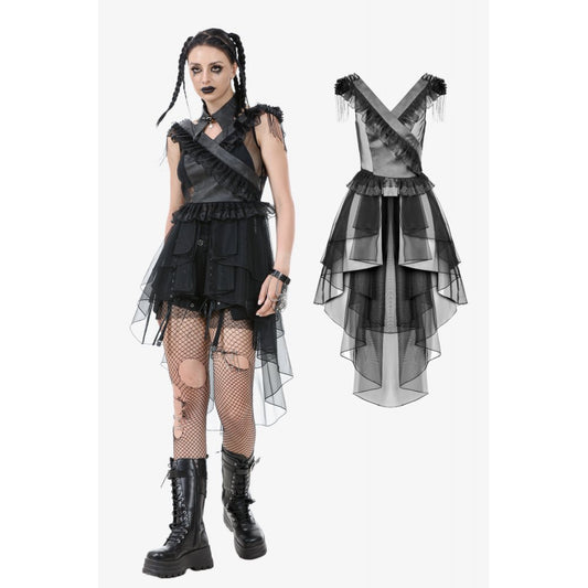 Dark in Love Seraphina Tiered Mesh & Ruffle Goth Gown