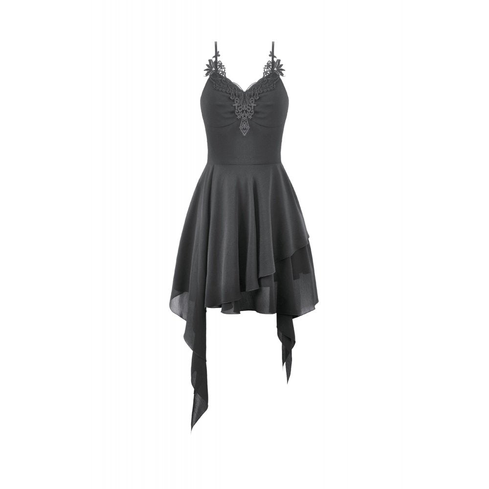 Dark in Love Asymmetric Flowy Chiffon Dress