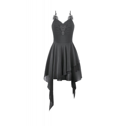 Dark in Love Asymmetric Flowy Chiffon Dress