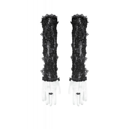 Corset-laced gloves with scalloped lace edges