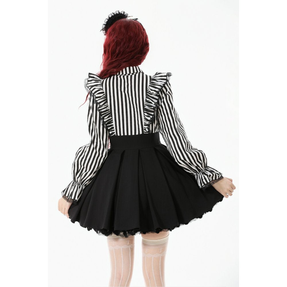 Striped Ruffle Dress Styled with Gothic Accessories