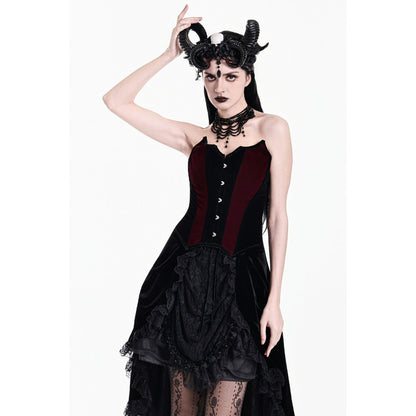 Dark in Love Crimson Vampiric Velvet Corset Top