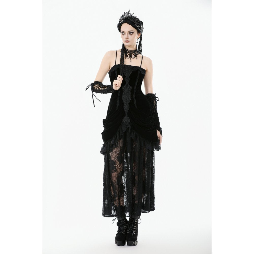 Dark in Love Vampiress Royal Velvet and Lace Maxi Dress