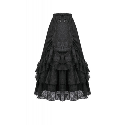 Dark in Love Vintage Gothic Lace Layered Maxi Skirt