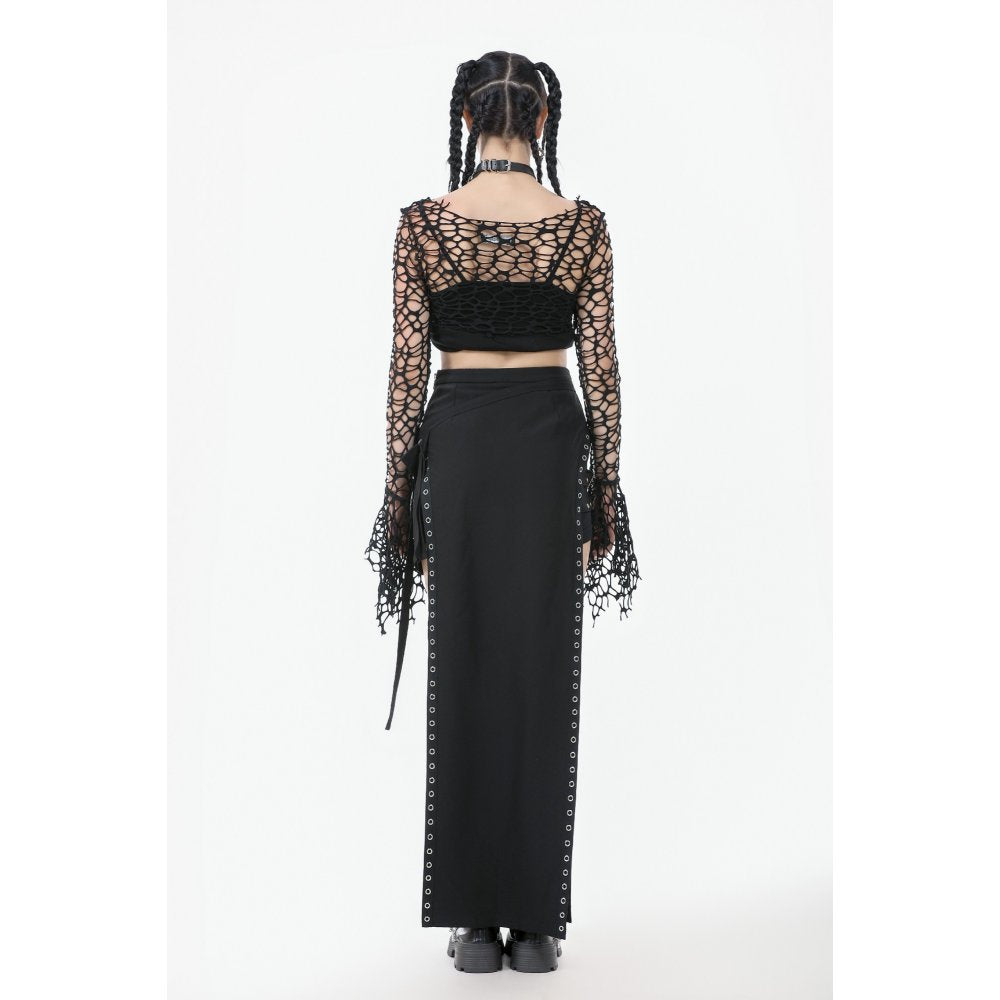 Dark in Love Morana Mesh Crochet Knit Bell Sleeve Shrug
