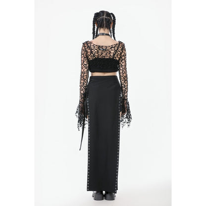 Dark in Love Morana Mesh Crochet Knit Bell Sleeve Shrug