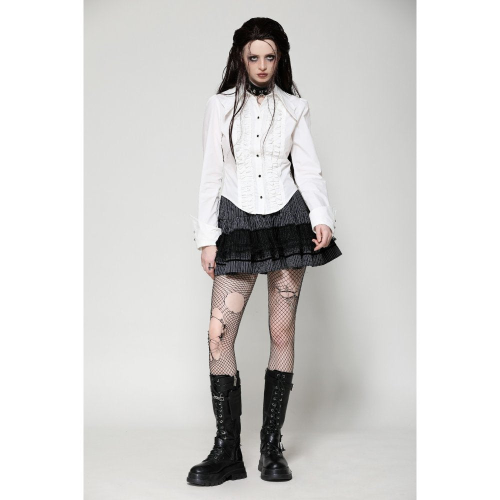 Dark in Love Queeny White Gothic Demon Shirt - Kate's Clothing