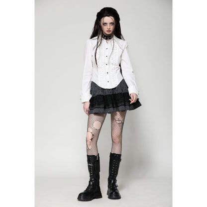 Dark in Love Queeny White Gothic Demon Shirt - Kate's Clothing