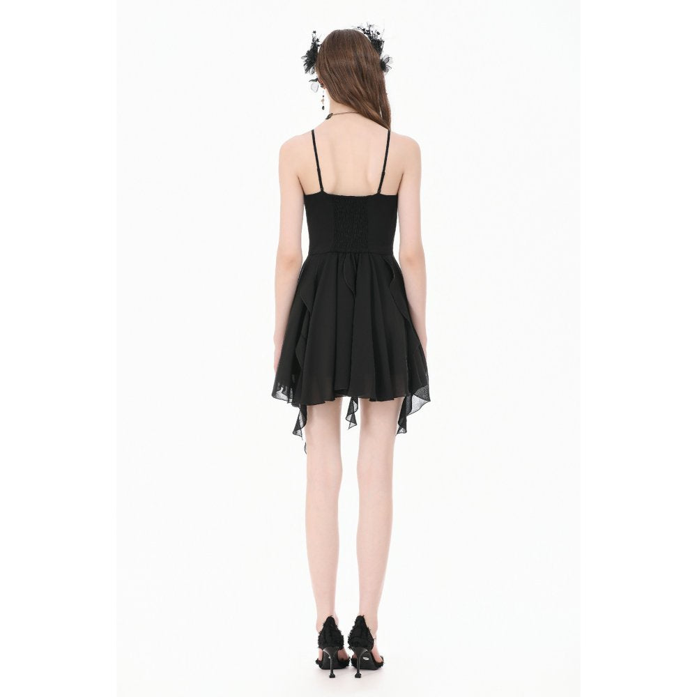 Dark in Love Asymmetric Flowy Chiffon Dress