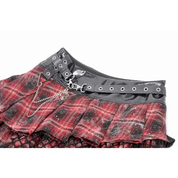 Dark in Love Linnea Plaid Mesh Layered Skirt