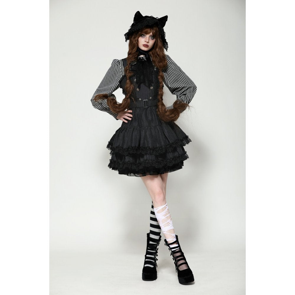 Dark in Love Anita Striped Brocade Mini Dress - Kate's Clothing