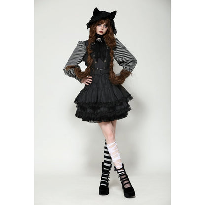 Dark in Love Anita Striped Brocade Mini Dress - Kate's Clothing