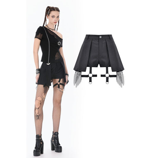 Dark in Love Punk Mesh Layered Skort Shorts