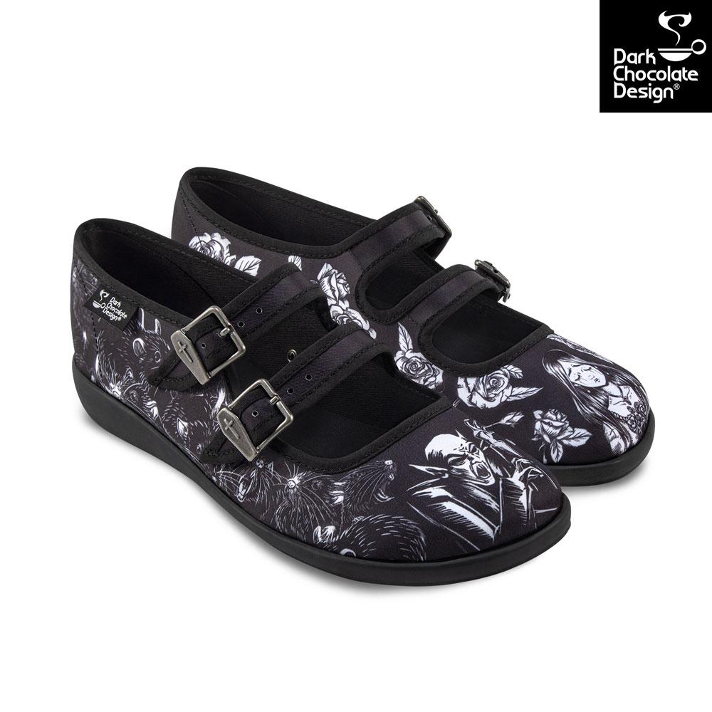 Dark Märchen / Miss-a Chocolaticas® Death Stalks Gothic Mary Jane Flats | Hot Chocolate