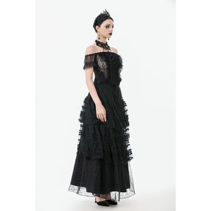 Dark in Love Ophelia Lace Off-Shoulder Gothic Bodysuit in Black