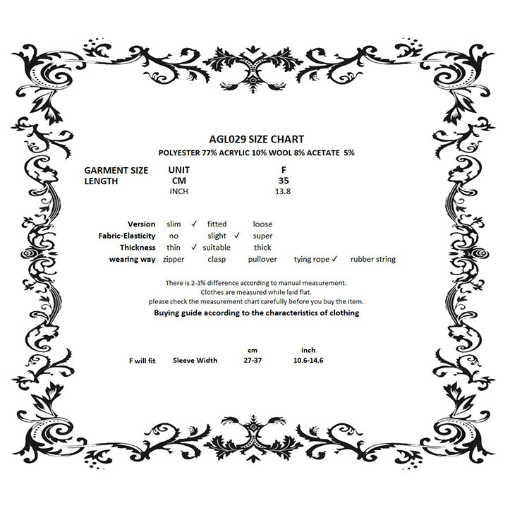 Long gothic arm warmers laid flat