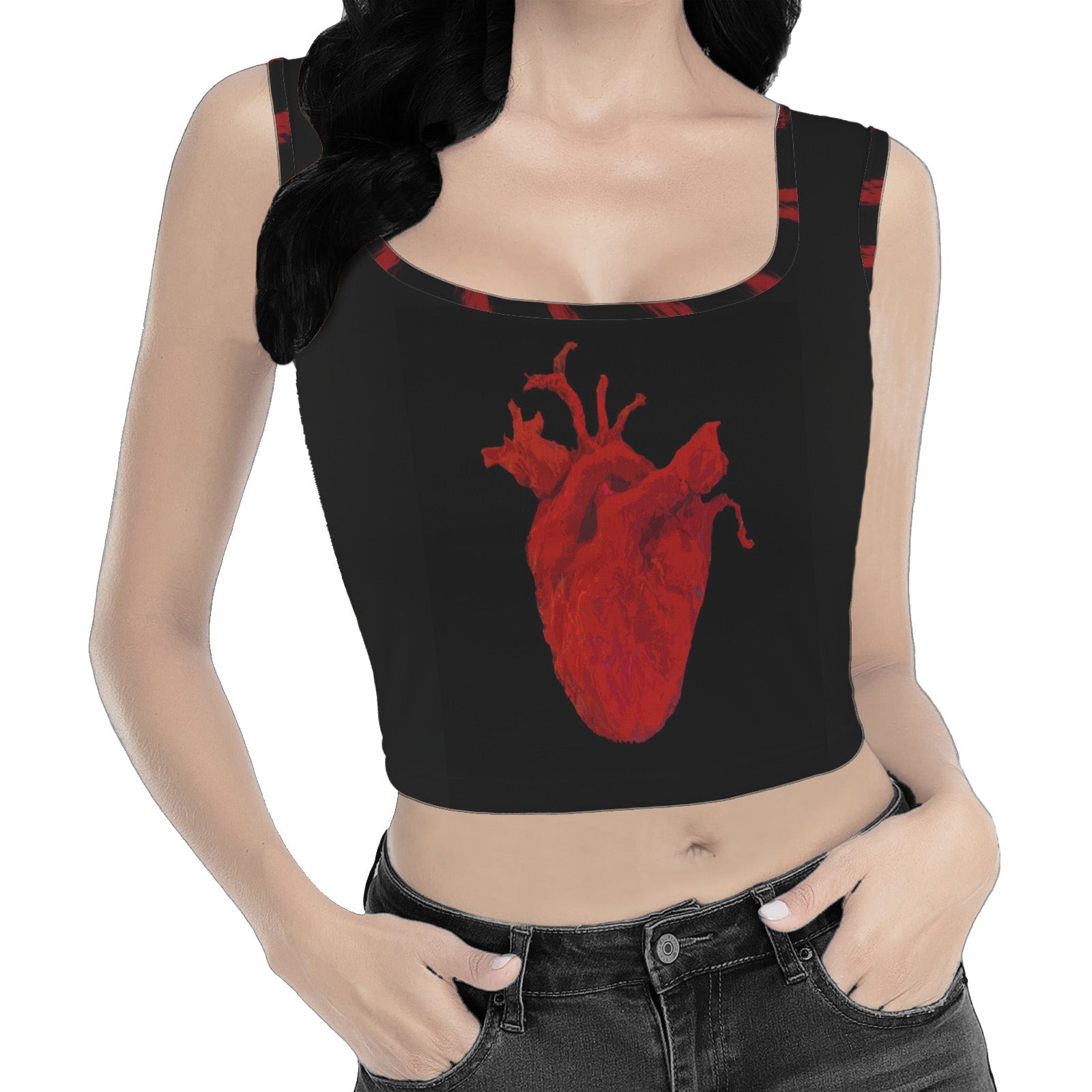 ANTIBrand Take My Heart goth crop top with painted heart and stripe trims