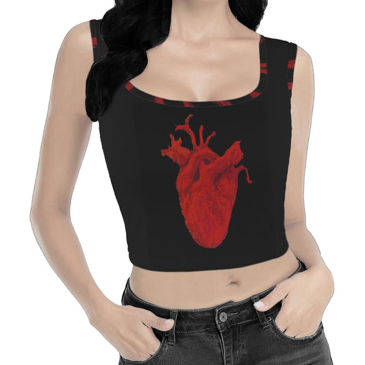 ANTIBrand Take My Heart goth crop top with painted heart and stripe trims