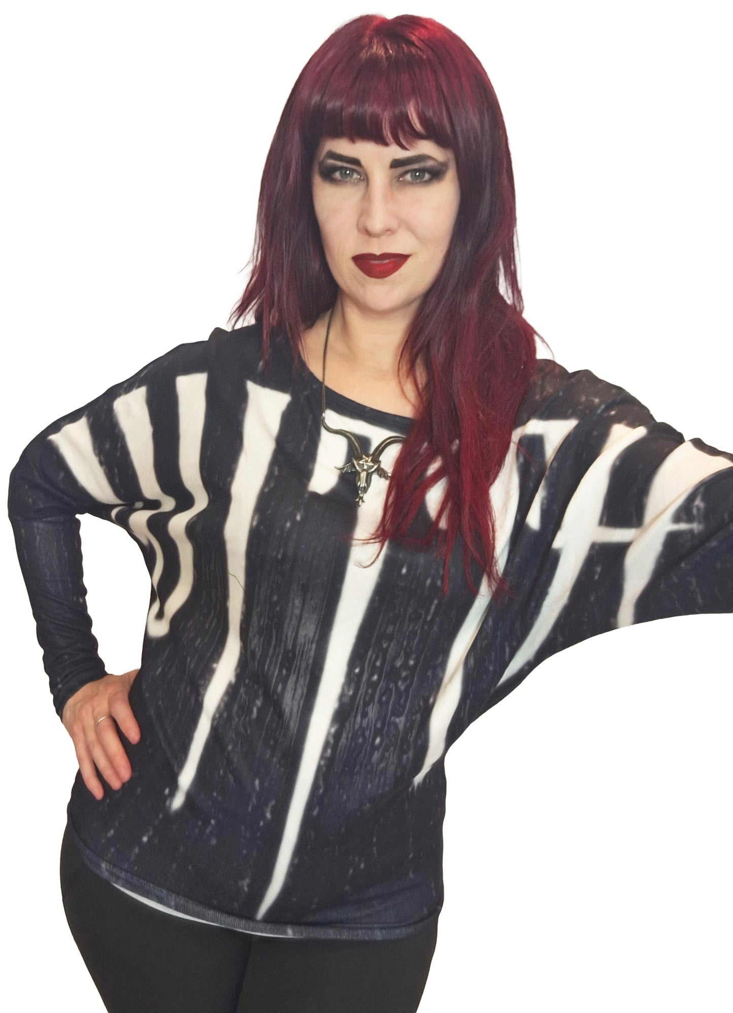 ANTIBrand Witch Print Off the Shoulder Batwing Top