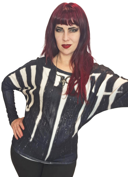 ANTIBrand Witch Print Off the Shoulder Batwing Top