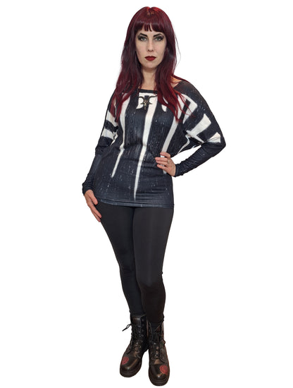 ANTIBrand Witch Print Off the Shoulder Batwing Top