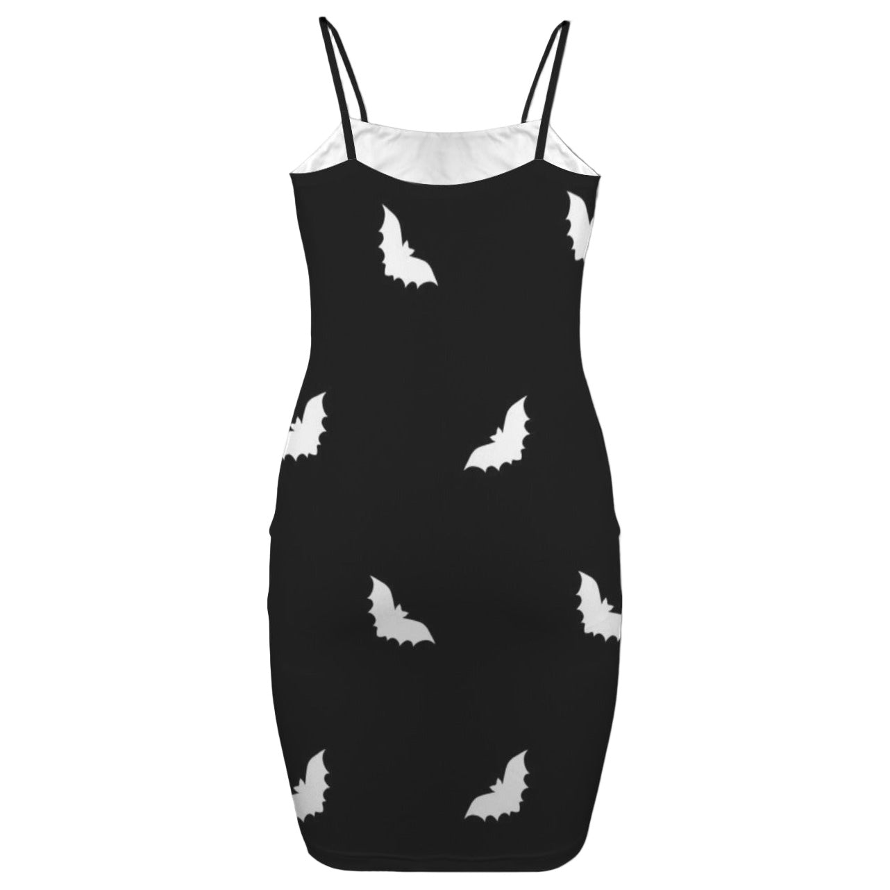 goth bat print mini dress back view