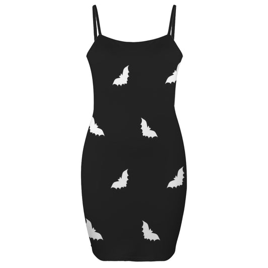 goth bat print mini dress front view