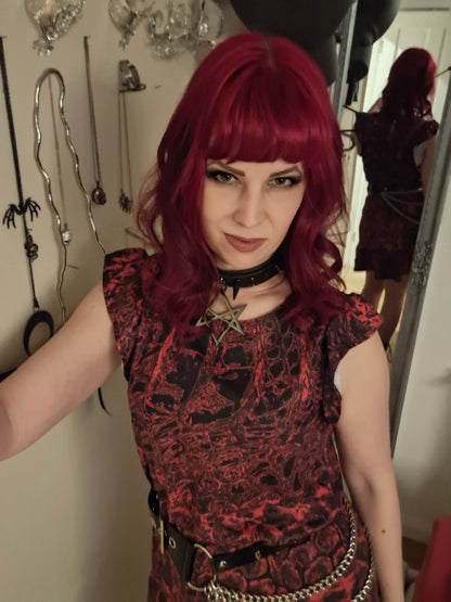 ANTIBrand Misfits Rack - Blood Scale Ruffle Mini Dress - M (UK 12)