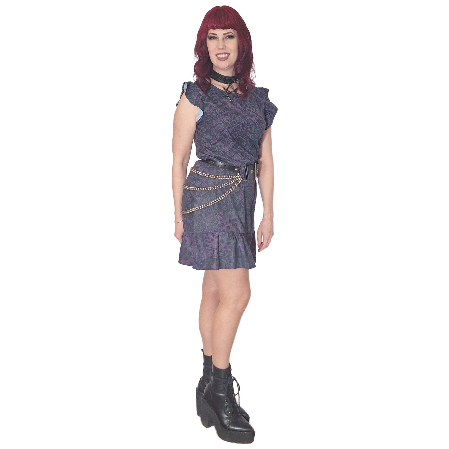 ANTIBrand Misfits Rack - Hydra Skin Ruffle Mini Dress - M (UK 12)