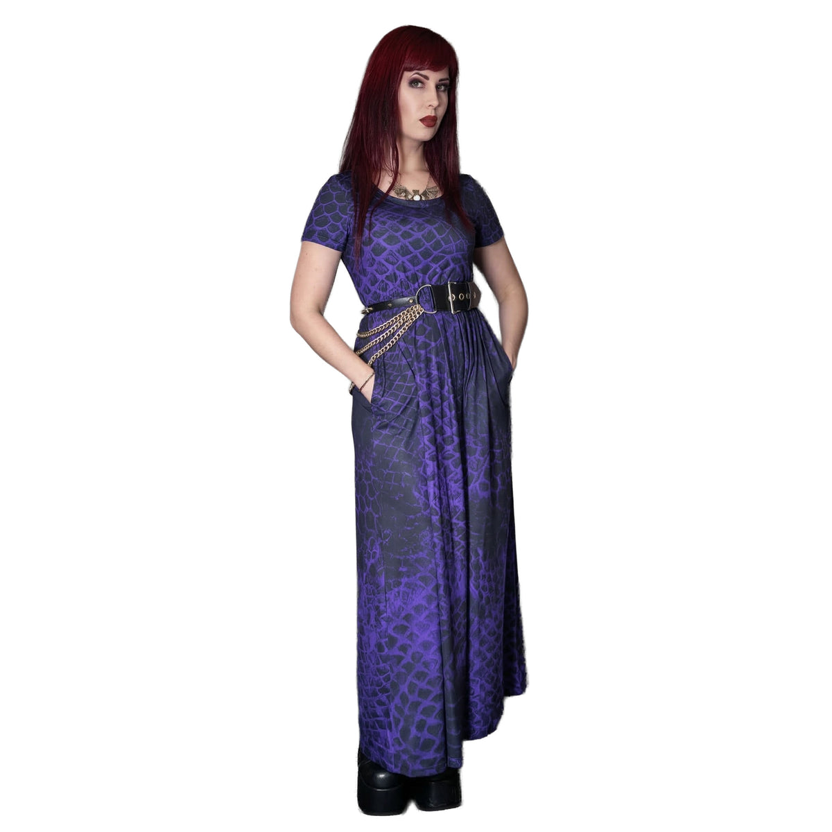 ANTIBrand Misfits Rack - Purple Demon Skin Maxi Dress with Pockets - XL (UK 16)