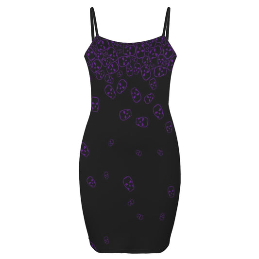 ANTIBrand purple skull print goth mini bodycon dress
