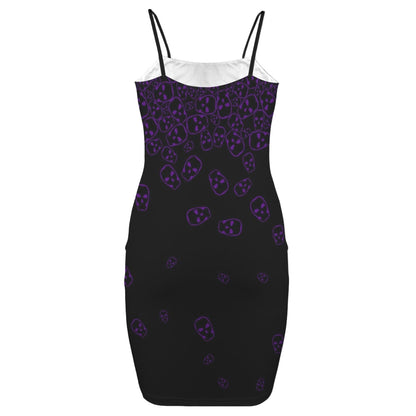 ANTIBrand purple skull print goth mini bodycon dress
