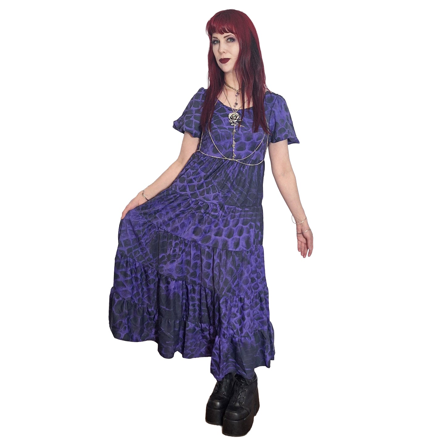 ANTIBrand Misfits Rack - Demon Skin Tiered Maxi Dress - S (UK 10–12)