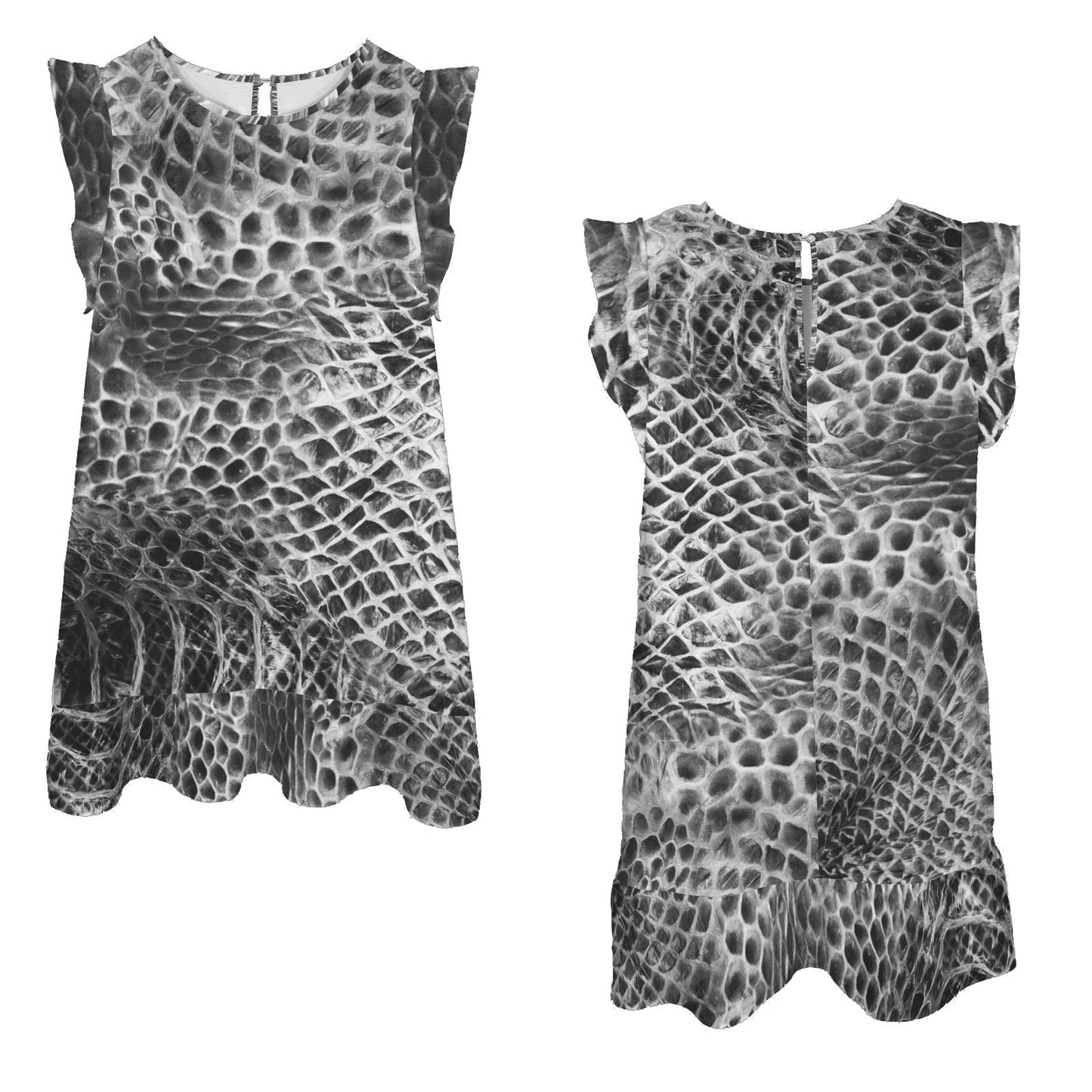 ANTIBrand Misfits Rack - Snakeskin Ruffle Mini Dress - M (UK 12)
