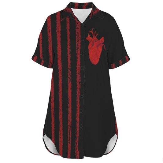 ANTIBrand Take My Heart shirt dress with heart motif and red stripes
