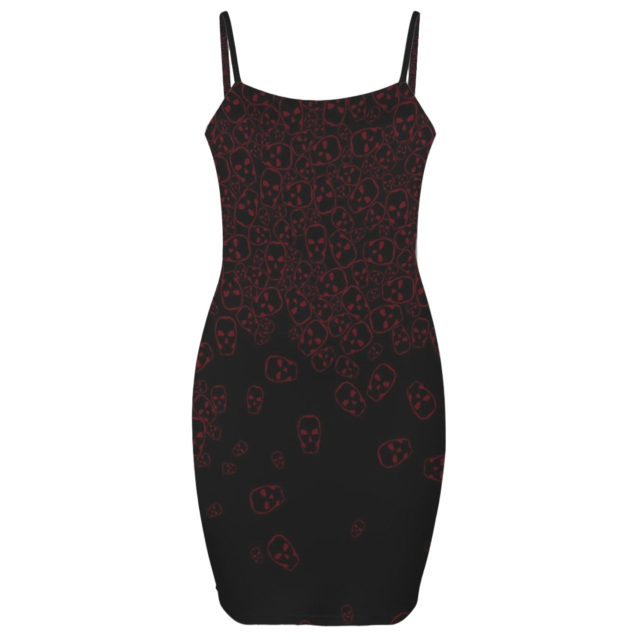goth skull print mini dress front view