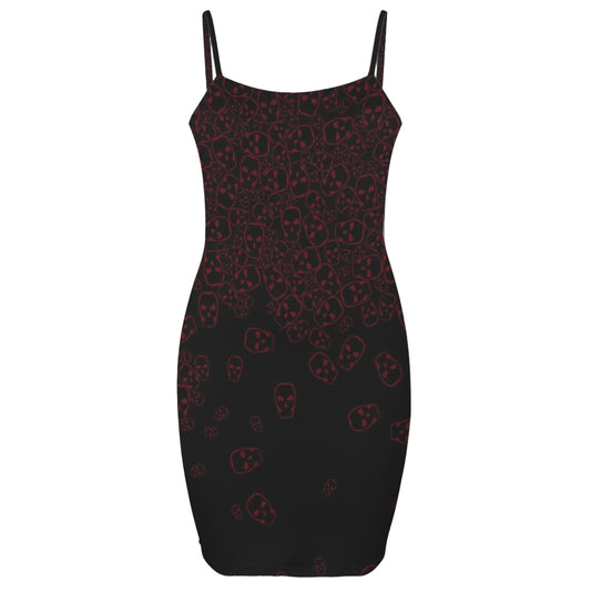 goth skull print mini dress front view