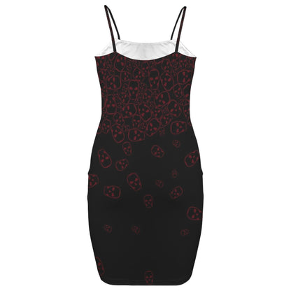 goth skull print mini dress back view