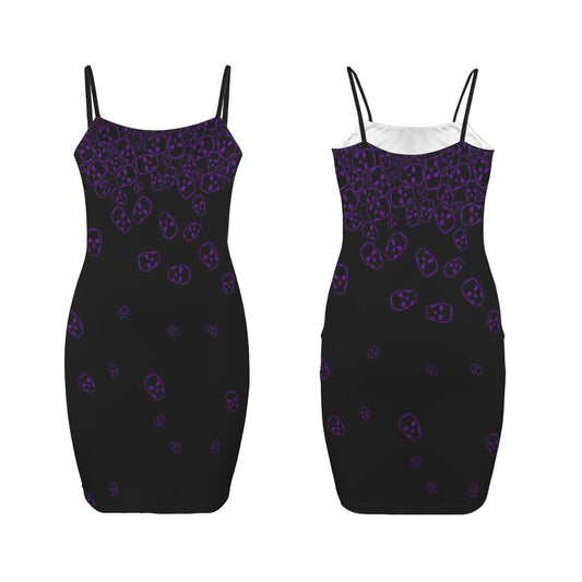 ANTIBrand purple skull print goth mini bodycon dress