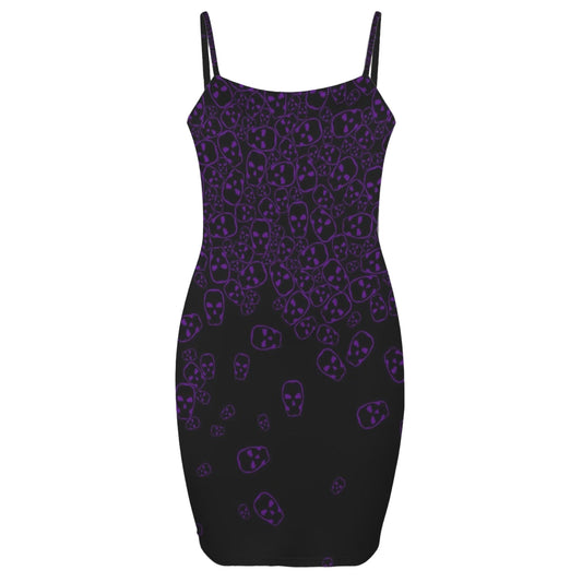ANTIBrand purple skull print goth mini bodycon dress