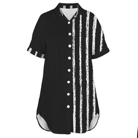 ANTIBrand monochrome stripe shirt dress in black and white