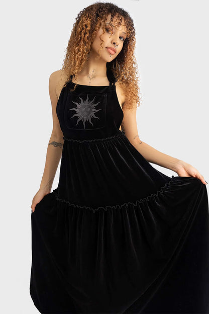 Killstar Ascended Velvet Maxi Pinafore Dress