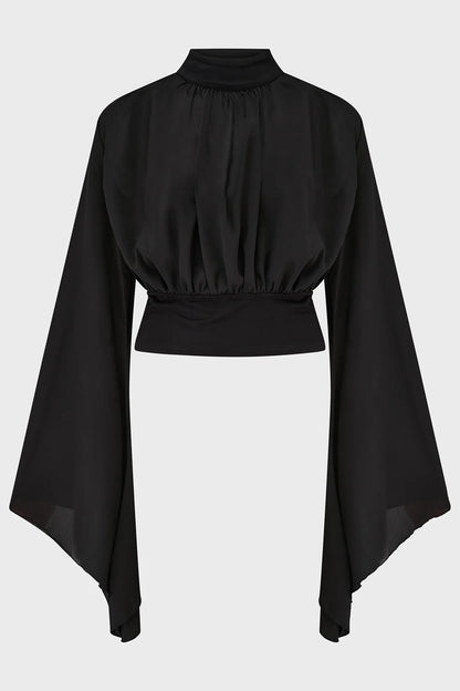 Killstar Astralune High Neck Flared Sleeve Top