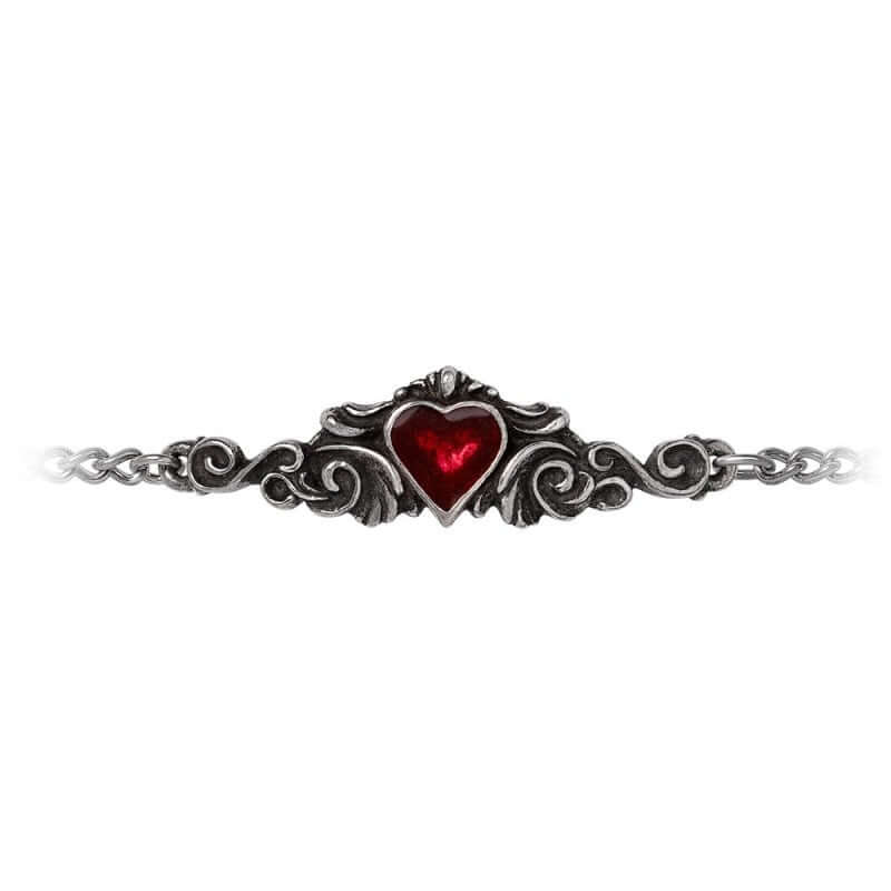 Alchemy Gothic Betrothal bracelet blood red enamel heart romantic symbol eternal love