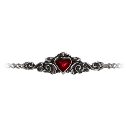 Alchemy Gothic Betrothal bracelet blood red enamel heart romantic symbol eternal love