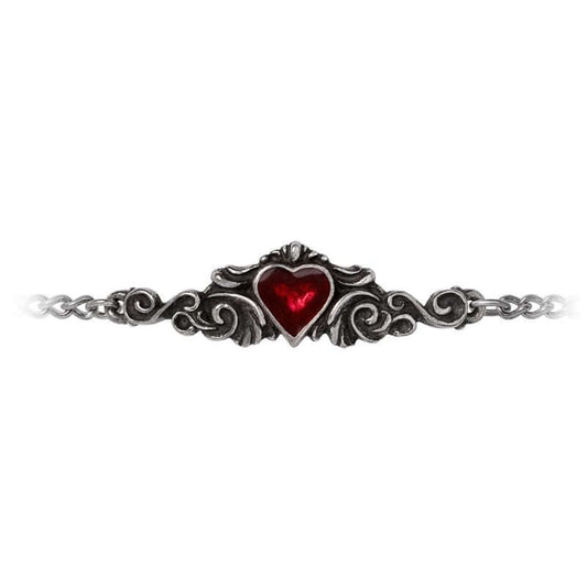 Alchemy Gothic Betrothal bracelet blood red enamel heart romantic symbol eternal love