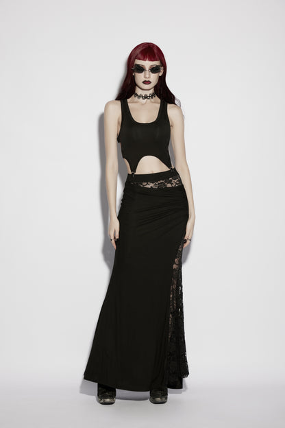 Punk Rave Rosalie skirt - semi-sheer lace waistband insert detail