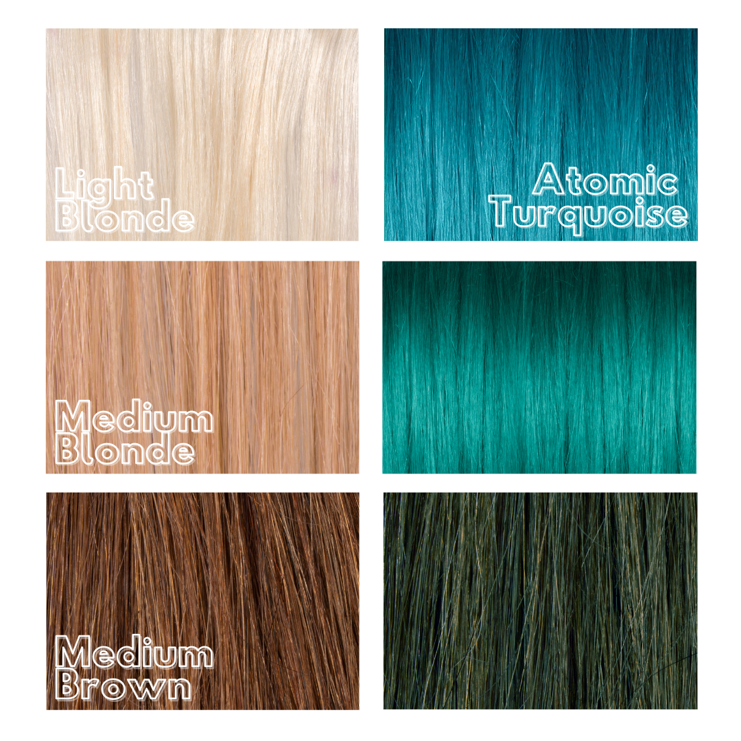 Atomic Turquoise vibrant bright turquoise hair dye colour swatch by Manic Panic Amplified