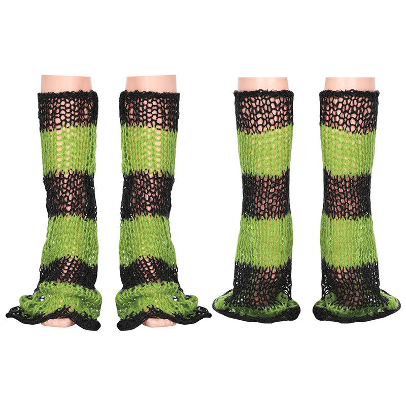 Annalise Leg Warmers - Black and Green - Kate's Clothing